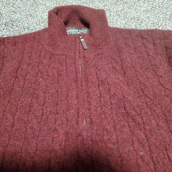 Harrison Davis 2-Play Cashmere 1/4 Zip Sweater Color Red HOLE Size Large - Picture 3 of 8